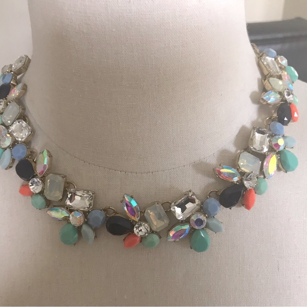 J. Crew Silver and Black Statement Necklace
